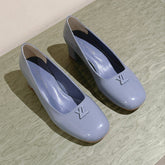 SWING HIGH PUMP 55 MM IN ICE BLUE PATENT CALFSKIN