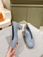 SWING HIGH PUMP 55 MM IN ICE BLUE PATENT CALFSKIN