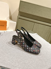 SWING SLINGBACK PUMP 55 MM IN BLACK MONOGRAM CALFSKIN