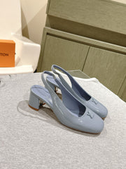 SWING SLINGBACK PUMP 55 MM IN ICE BLUE PATENT CALFSKIN
