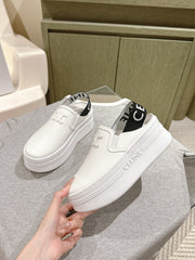 THICK-SOLED ELASTIC BACKLESS SHOES WHITE SHINY CALFSKIN