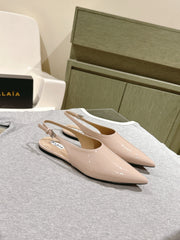 ALAIA SLINGBACK 25S IN LIGHT BEIGE PATENT LEATHER