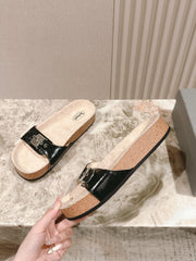 BALENCIAGA 25S SCHOLL SLIDES IN BLACK PU LEATHER WITH SILVER HARDWARE