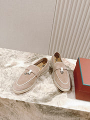 LP LOAFERS 25S IN DARK BEIGE SUEDE WITH SILVER HARDWARE