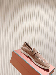 LP LOAFERS 25S IN LIGHT BROWN SUEDE WITH SILVER HARDWARE