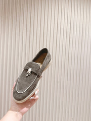 LP LOAFERS 25S IN ASH BROWN SUEDE WITH SILVER HARDWARE