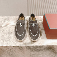 LP LOAFERS 25S IN ASH BROWN SUEDE WITH SILVER HARDWARE