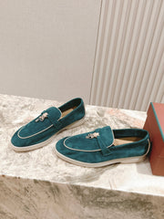 LP LOAFERS 25S IN OCEAN GREEN-BLUE SUEDE WITH SILVER HARDWARE