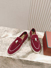 LP LOAFERS 25S IN DEEP BERRY RED SUEDE WITH SILVER HARDWARE