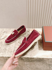 LP LOAFERS 25S IN DEEP BERRY RED SUEDE WITH SILVER HARDWARE