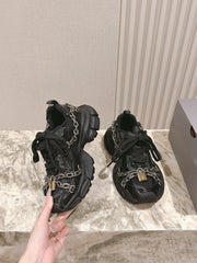 BALENCIAGA 25S 3XL SNEAKERS CHAIN-PADLOCK IN BLACK MESH FABRIC AND PU