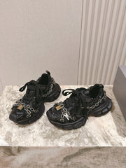BALENCIAGA 25S 3XL SNEAKERS CHAIN-PADLOCK IN BLACK MESH FABRIC AND PU