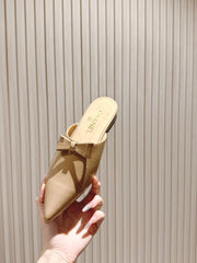 CC FLAT MULES 25S IN BEIGE PATENT LEATHER
