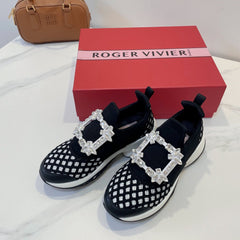 VIV' RUN SNEAKERS IN BLACK AND WHITE TECHNICAL FABRICS TRASS BUCKLE