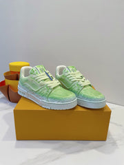 LV TRAINER MAXI SNEAKER IN GREEN PASTEL EMBOSSED CALFSKIN