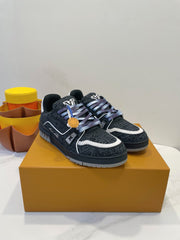 TRAINER SNEAKER IN BLACK MONOGRAM DENIM FABRIC