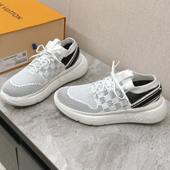 SNEAKERS IN WHITE DAMIER ELASTIC FABRIC