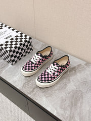 VALENTINO 25S GARAVANI X VANS SNEAKERS IN PINK MIX BLACK CANVAS