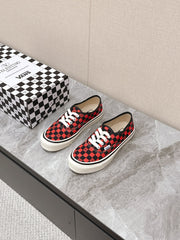 VALENTINO 25S GARAVANI X VANS SNEAKERS IN RED MIX BLACK CANVAS