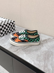 VALENTINO 25S GARAVANI X VANS SNEAKERS IN GREEN MIX BLACK CANVAS