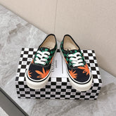 VALENTINO 25S GARAVANI X VANS SNEAKERS IN GREEN MIX BLACK CANVAS