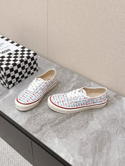 VALENTINO 25S GARAVANI X VANS SNEAKERS IN WHITE MIX BLUE CANVAS