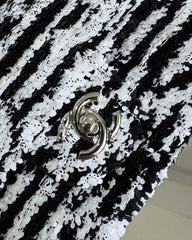 FLAP BAG 20 IN BLACK AND WHITE SEQUINS SILVER HARDWARE