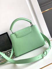 CAPUCINES BB 27 IN LIGHT GREEN TAURILLON SILVER HARDWARE