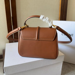 CLASSIQUE BAG 17 IN NUTMEG BROWN CALFSKIN GOLD HARDWARE