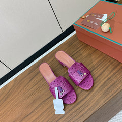 HIGH HEEL IN PURPLE LAMBSKIN OSTRICH SKIN