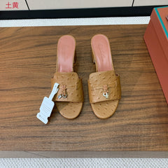 HIGH HEEL IN LIGHT BROWN LAMBSKIN OSTRICH SKIN