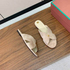 FLAT SLIPPERS IN LIGHT PINK SUEDE