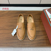 LP LOAFERS 25S IN BROWN LAMBSKIN WITH SILVER HARDWARE