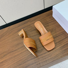 DIOR 25S HIGH-HEEL SANDALS 40 MM IN LIGHT BROWN CALFSKIN