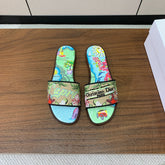 DIOR 25S DWAY SLIDE IN MULTICOLOR CALFSKIN AND FABRIC STYLE 3