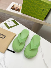 THONG PLATFORM 5 CM IN PISCHIATO GREEN IMPORTED TPU
