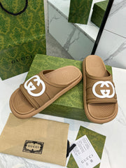 PLATFORM SLIPPERS IN PEANUT BROWN IMPORTED TPU