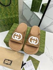 PLATFORM SLIPPERS IN PEANUT BROWN IMPORTED TPU
