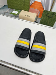 PLATFORM SLIPPERS IN BLACK MIX GRAY AND YELLOW IMPORTED TPU