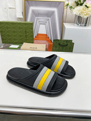 PLATFORM SLIPPERS IN BLACK MIX GRAY AND YELLOW IMPORTED TPU