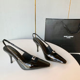 SL BLADE SLINGBACK BLACK POLISHED CALFSKIN