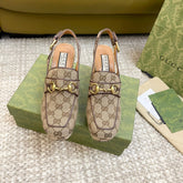 GG HIGH - HEEL SLINGBACK WITH HORSEBIT LIGHT BROWN CALFSKIN