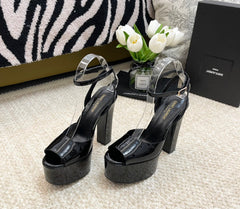 SL JODIE PLATFORM SANDALS BLACK POLISHED CALFSKIN
