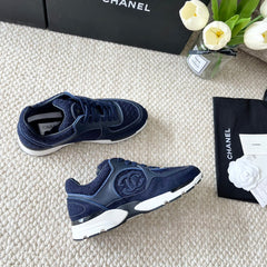 CC SNEAKER IN NAVY BLUE WOOL TWEED AND SUEDE