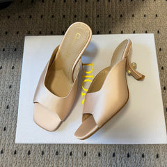 CD TRIBALES PUMPS IN BEIGE SATIN AND CALFSKIN