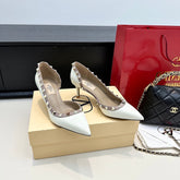 VLTN ROCKSTUD HEELS 25S 60 MM IN WHITE GLOSSY LEATHER