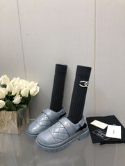 CHUNKY PLATFORM SHEARLING SLIPPER SAPHIRE BLUE LAMBSKIN