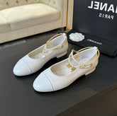 Double Strap Chunky Heel Mary Jane Shoes White