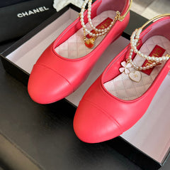 Double Strap Chunky Heel Mary Jane Shoes Red Pink