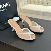 Double C High Heel White Lambskin